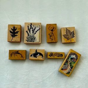 Wood Block Rubber Stamps - crafting 8 pieces